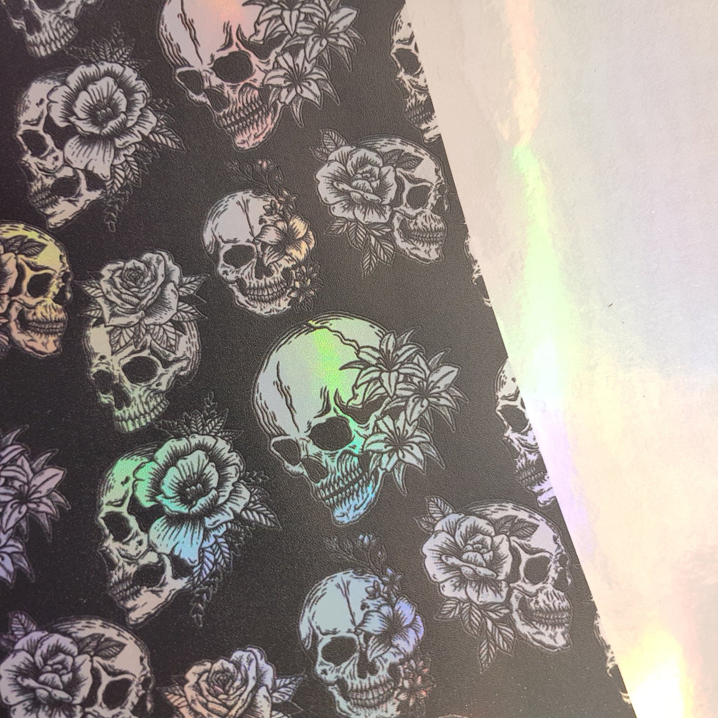 Holographic skeleton- rainbow gem- faux vegan Leather vinyl