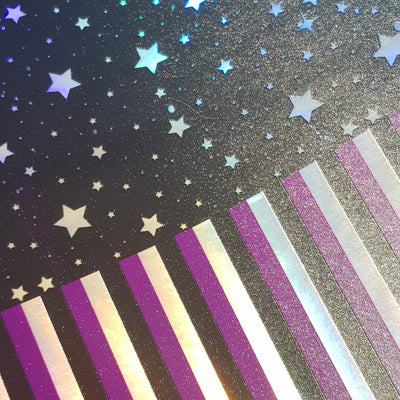 holographic stripes - star - faux vegan Leather vinyl