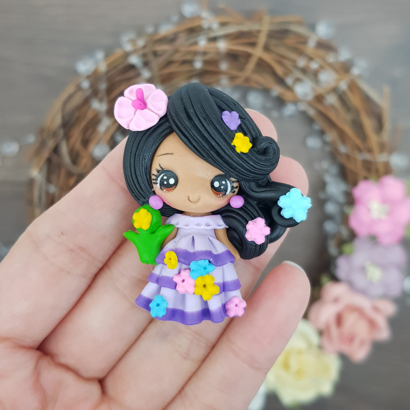 Flower magic girl - Handmade Flatback Clay Bow Centre