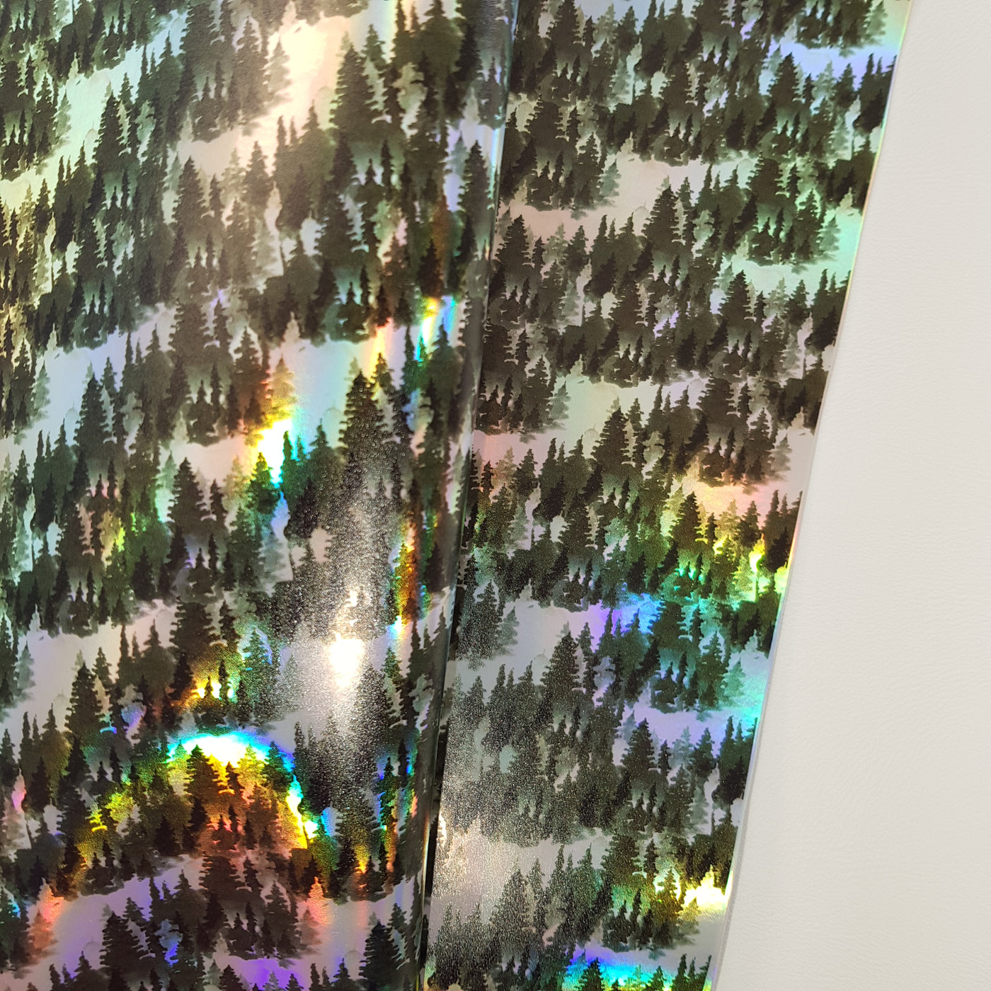 Holographic tree forest - faux vegan Leather vinyl