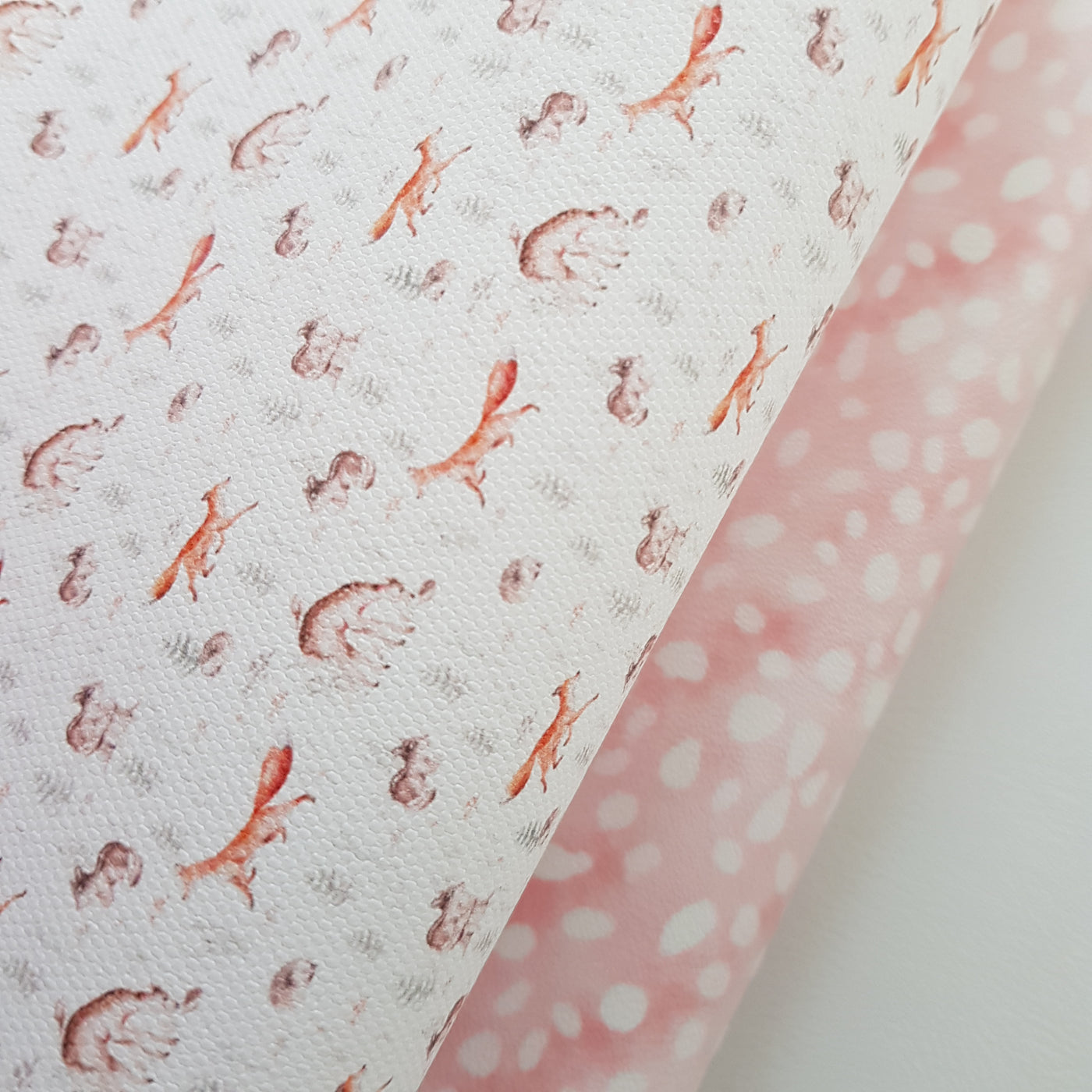 Fall friends deer fox hedgehog - Pu faux vegan Leather vinyl - canvas - choose Fabric material Sheets