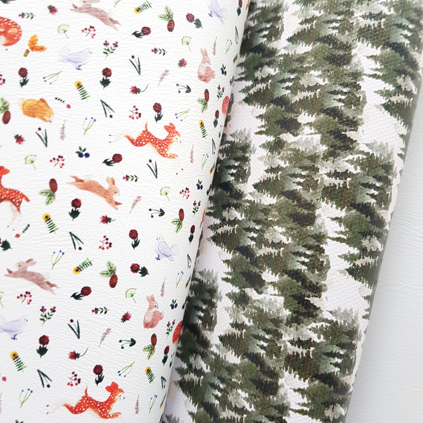 Cute fawn deer - Pu faux vegan Leatherette vinyl - canvas - choose Fabric material Sheets