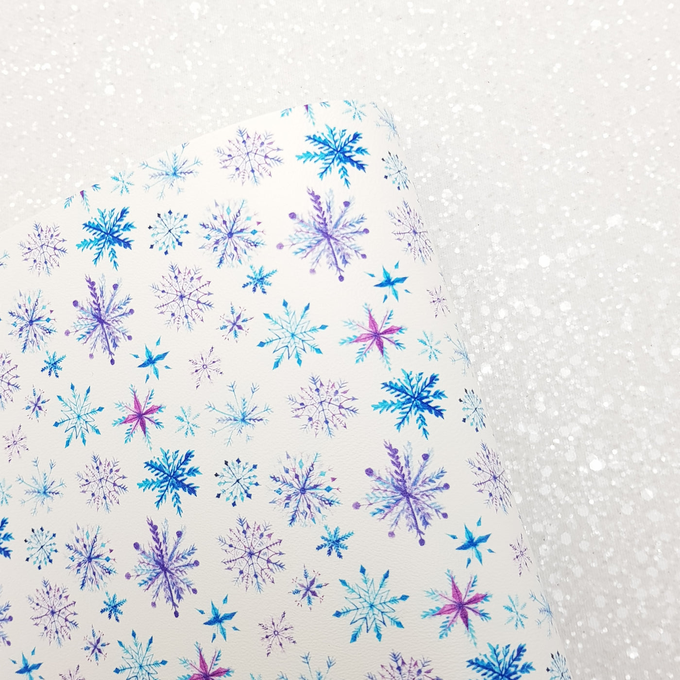 Snowflake - Pu Leather vinyl - canvas - choose Fabric material Sheets