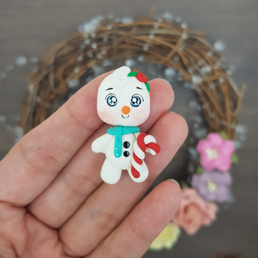 Snowman - Handmade Flatback Clay Bow Centre