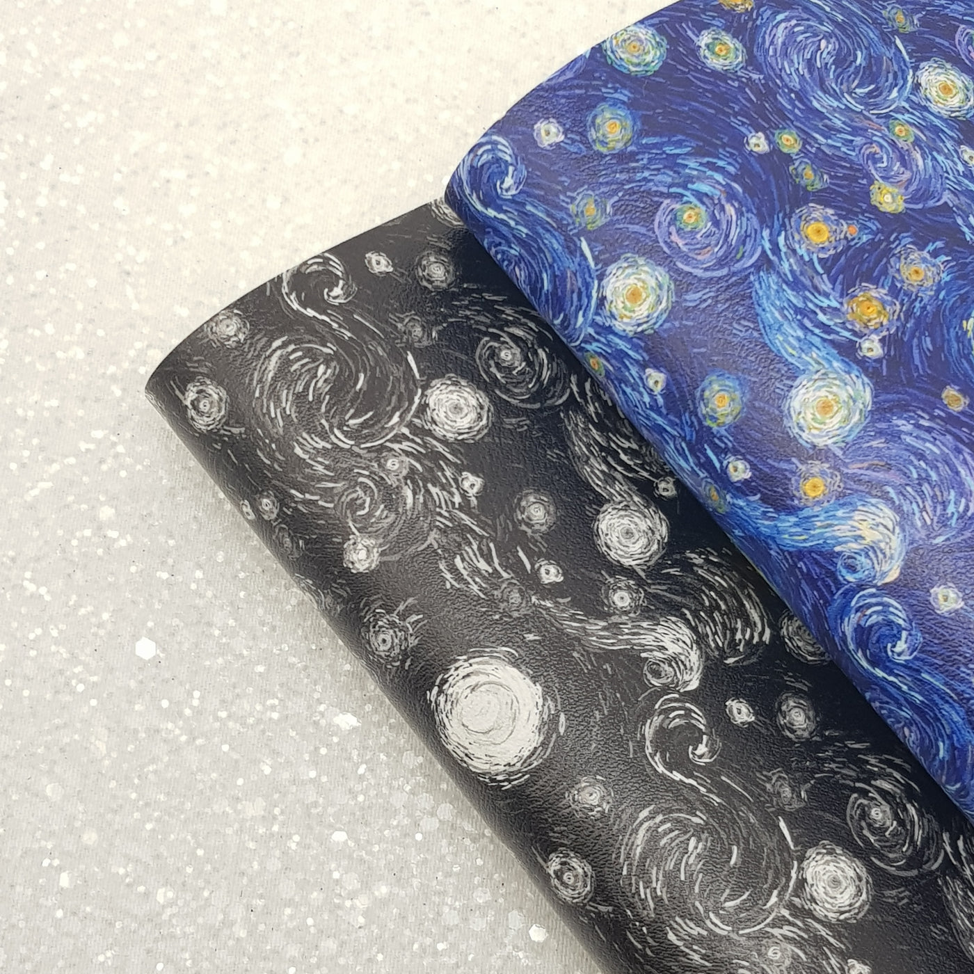 starry night - Pu Leather vinyl - canvas - choose Fabric material Sheets