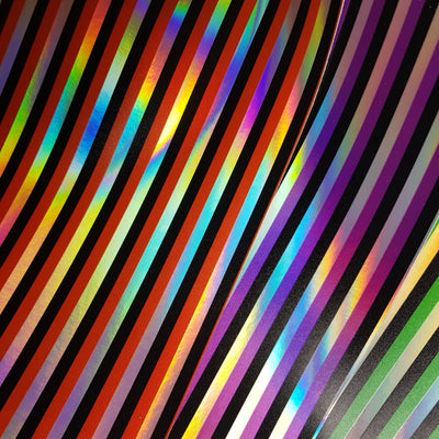 Holographic stripes - faux vegan Leather vinyl