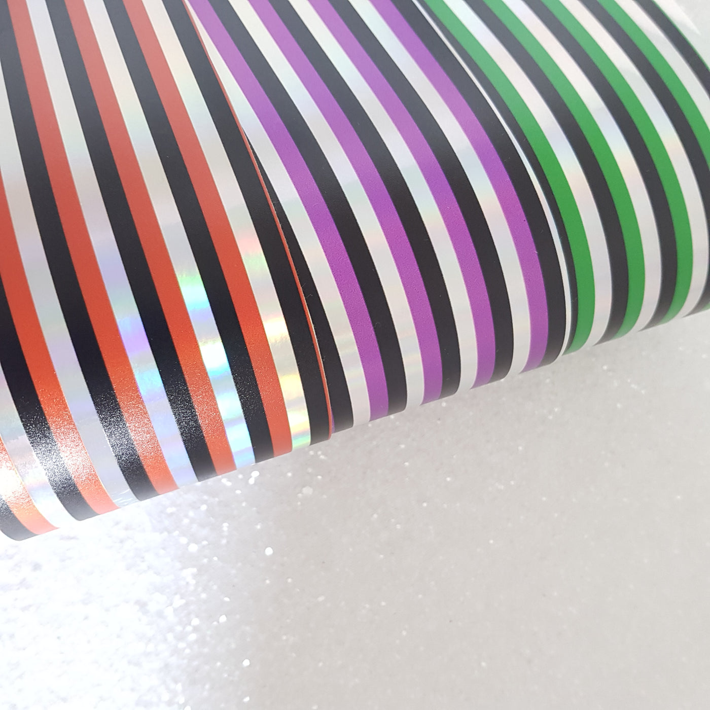 Holographic stripes - faux vegan Leather vinyl
