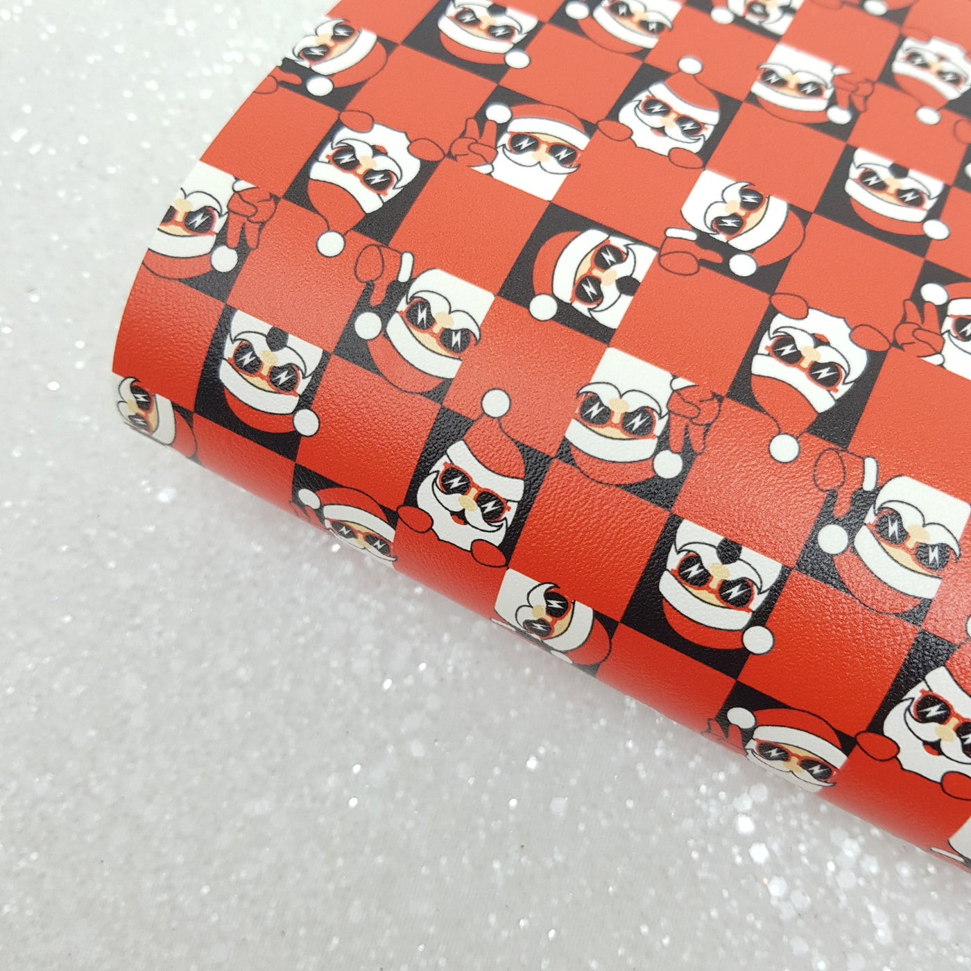 Santa claus father christmas - faux vegan Leather vinyl - canvas - choose Fabric material Sheets