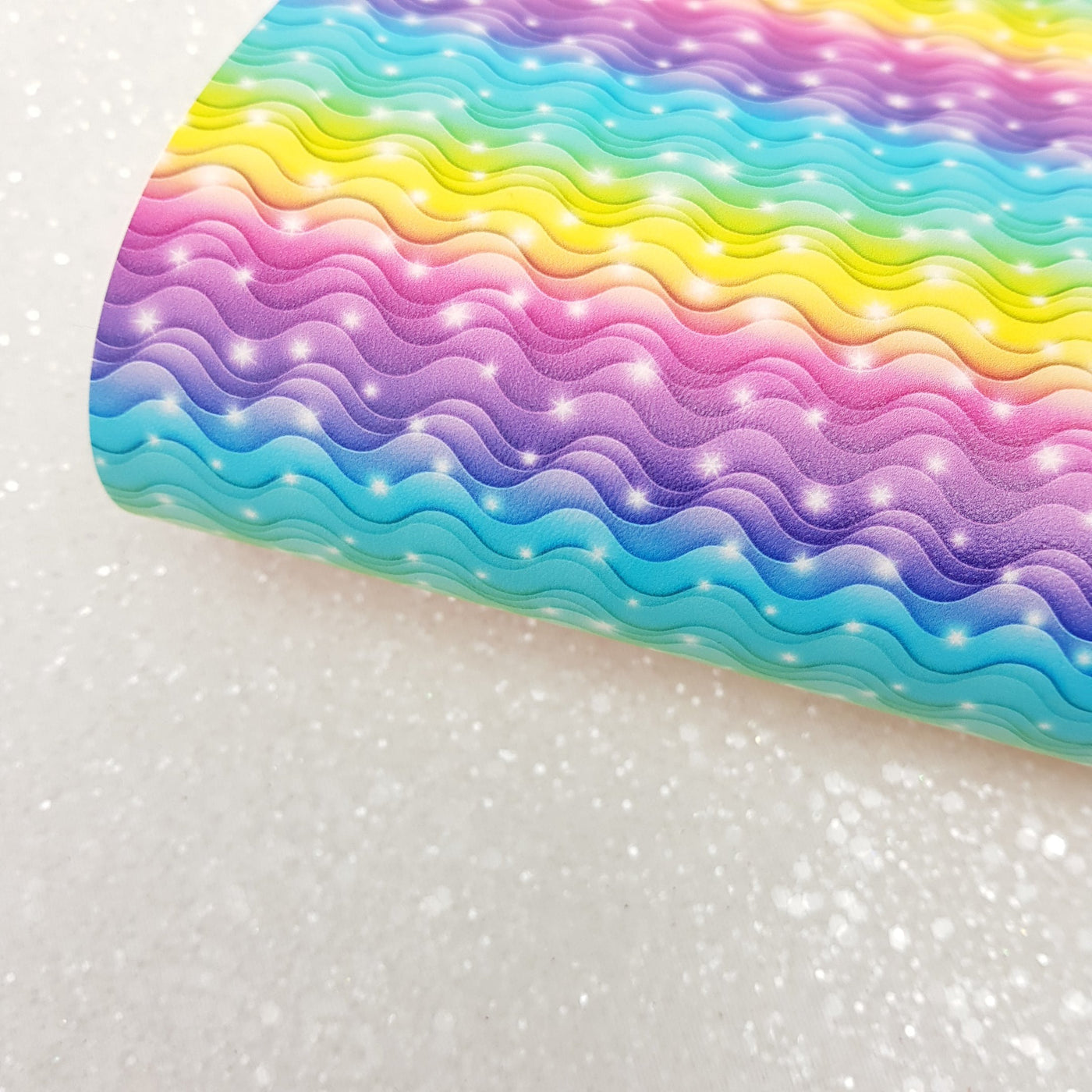 rainbow wave - Pu Leather vinyl - canvas - choose Fabric material Sheets