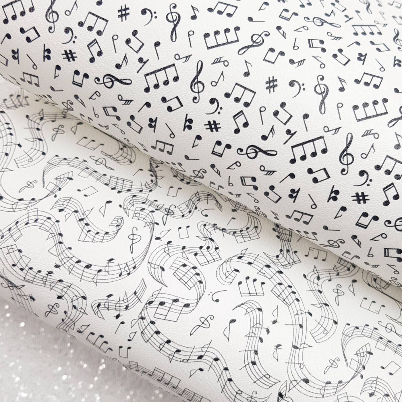 Music notes  - Pu Leather vinyl - canvas - choose Fabric material Sheets