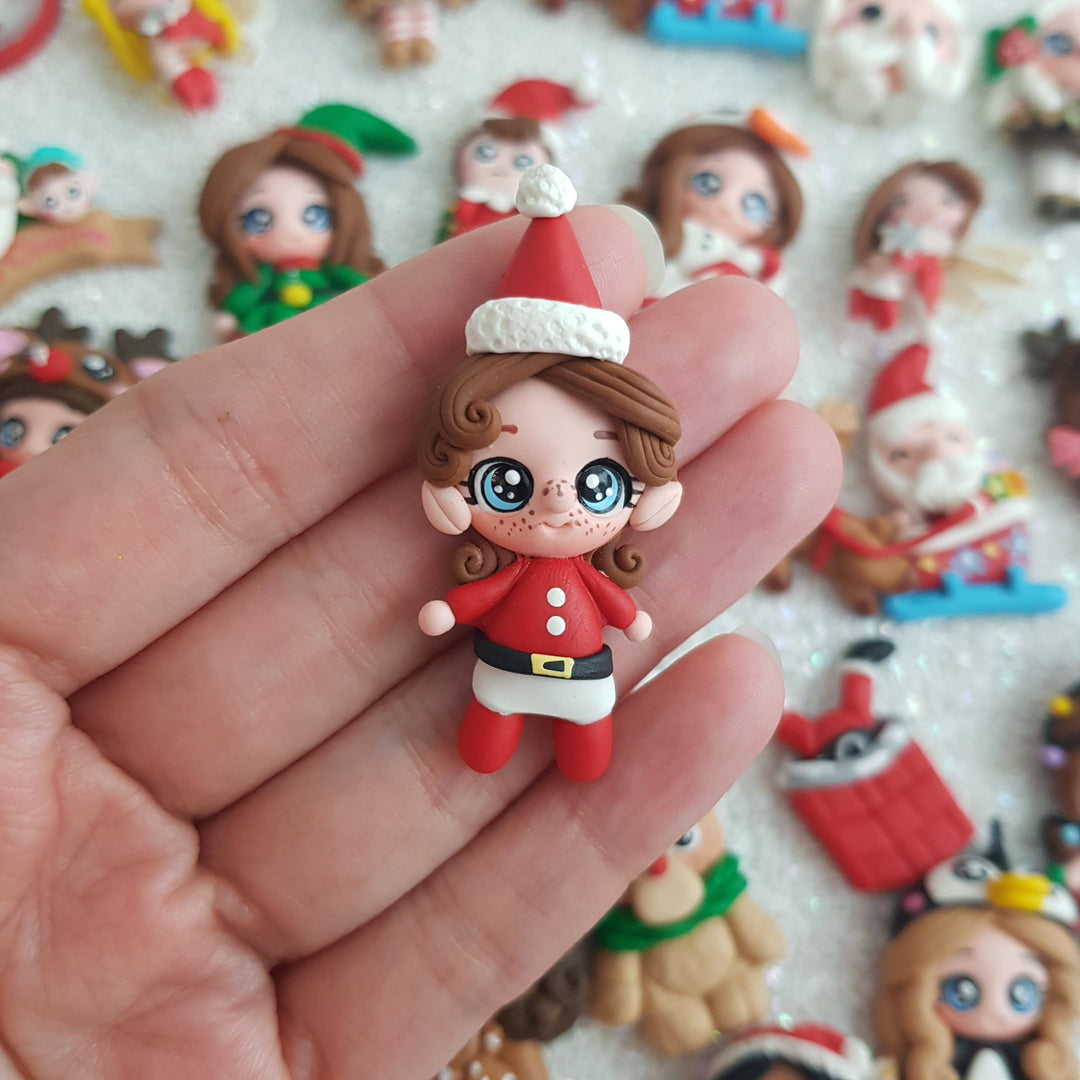 Christmas elf red suit - Embellishment Clay Bow Centre