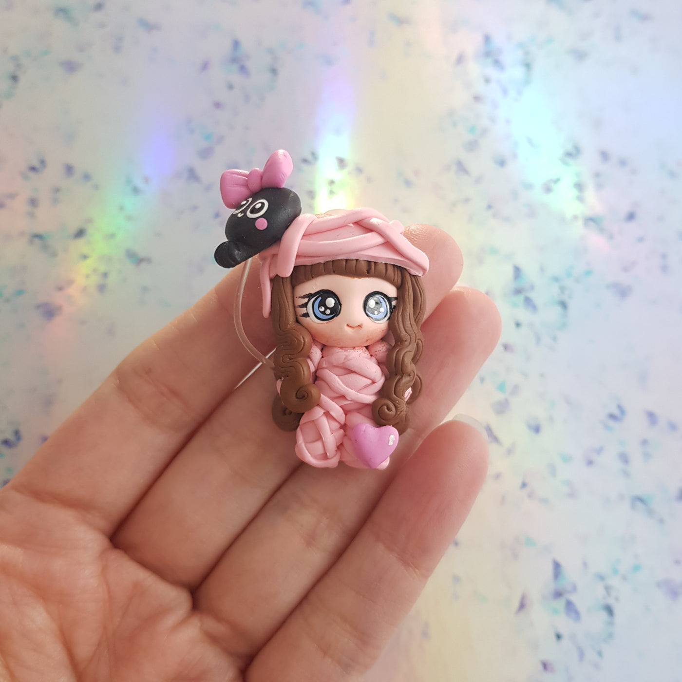 Pink mummy girl - Embellishment Clay Bow Centre