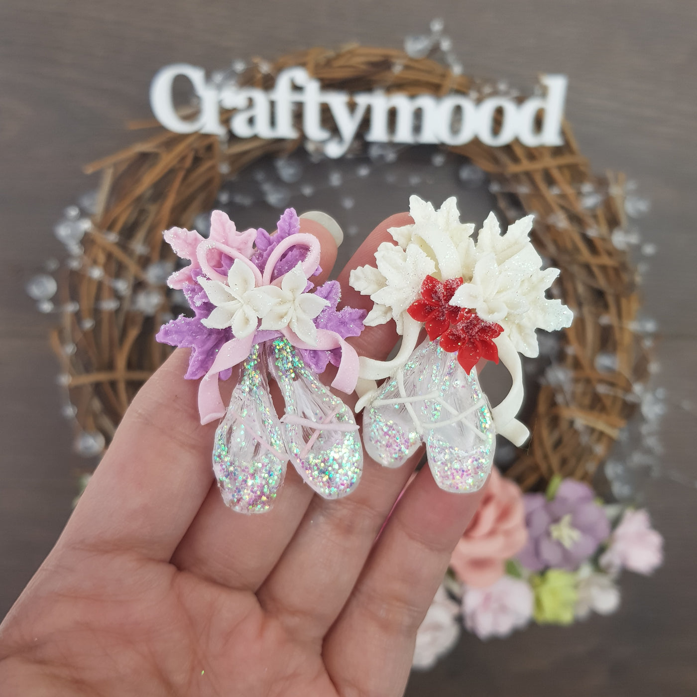 Ballerina shoes flowers - Embellishment Clay Bow Centre