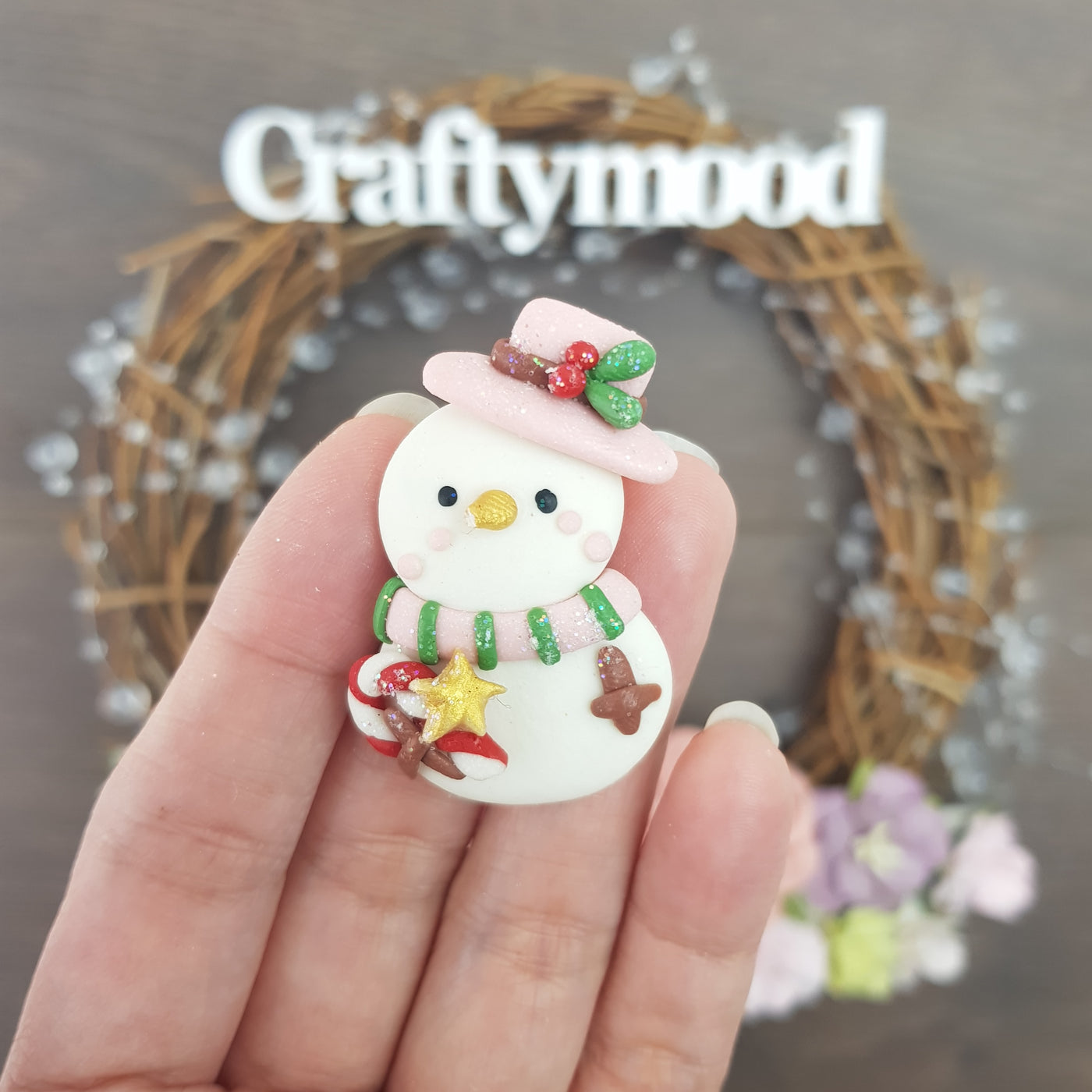 Christmas snowman - Embellishment Clay Bow Centre
