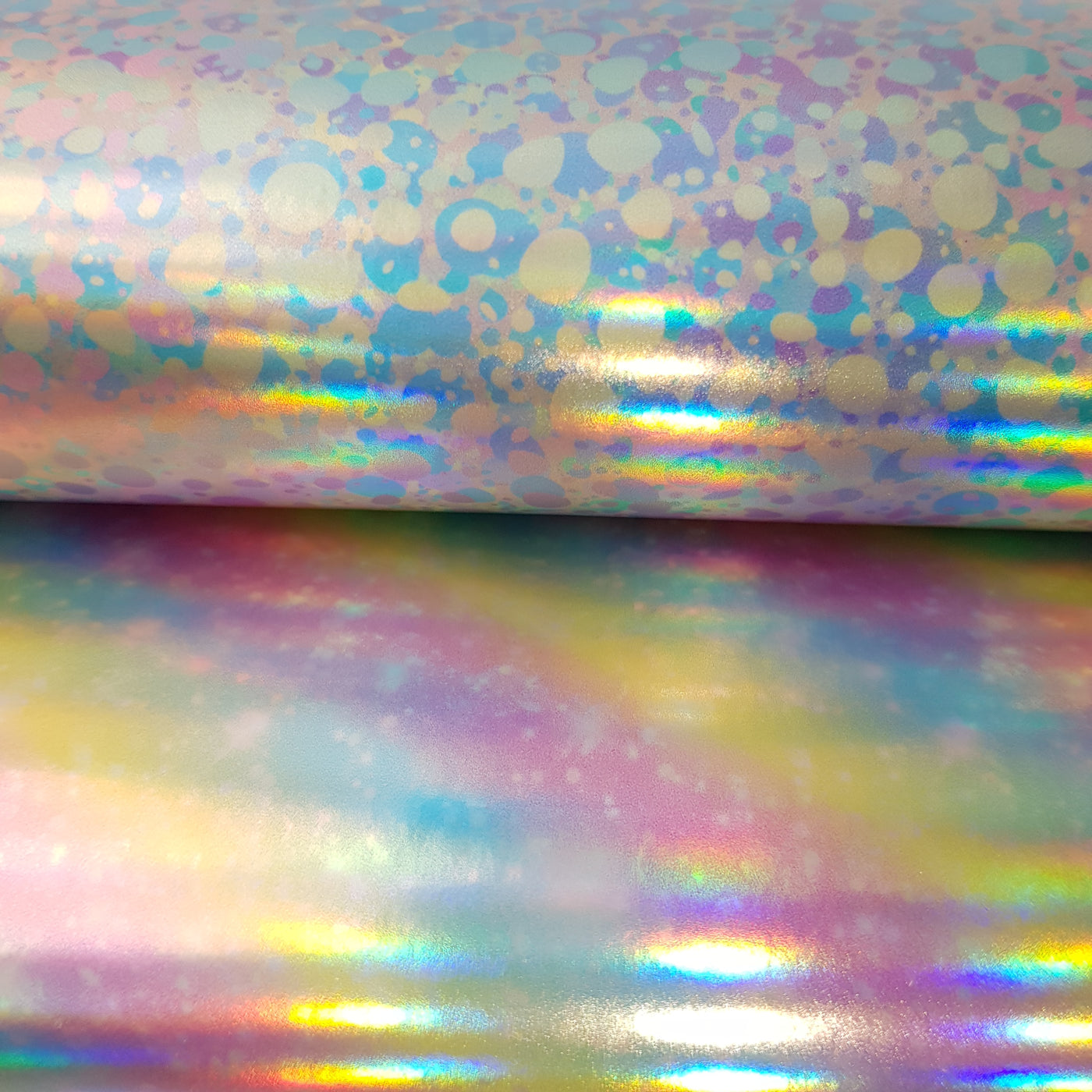 Rainbow Holographic cheetah spots - faux vegan Leather vinyl