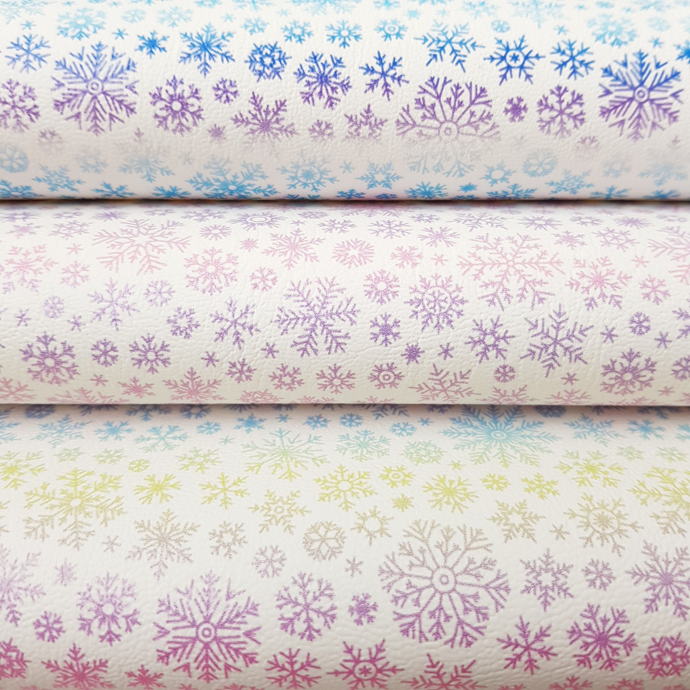 Gradient snowflakes  - faux vegan Leather vinyl - canvas - choose Fabric material Sheets