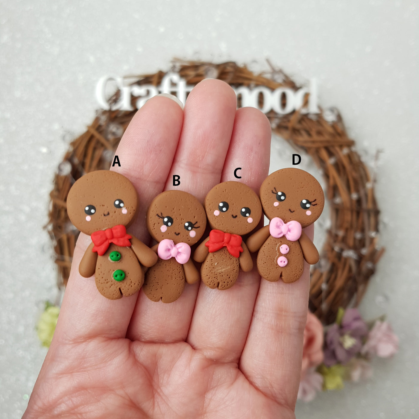 Brown gingerbread - Embellishment Clay Bow Centre