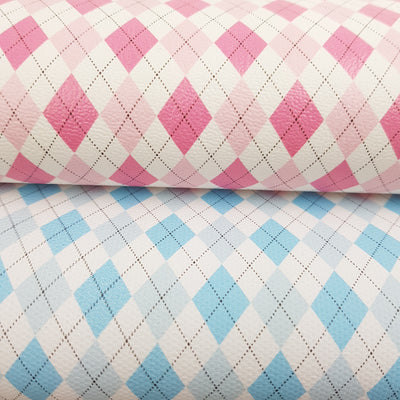 Argyle squares pattern - Pu Leatherette vinyl - canvas - choose Fabric material Sheets