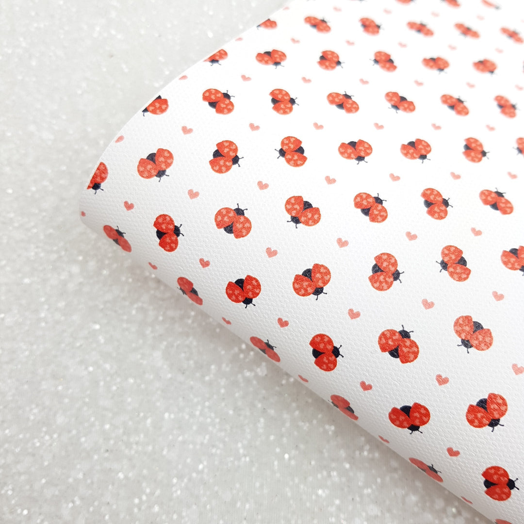 love bug ladybug - Pu Leather vinyl - canvas - choose Fabric material Sheets