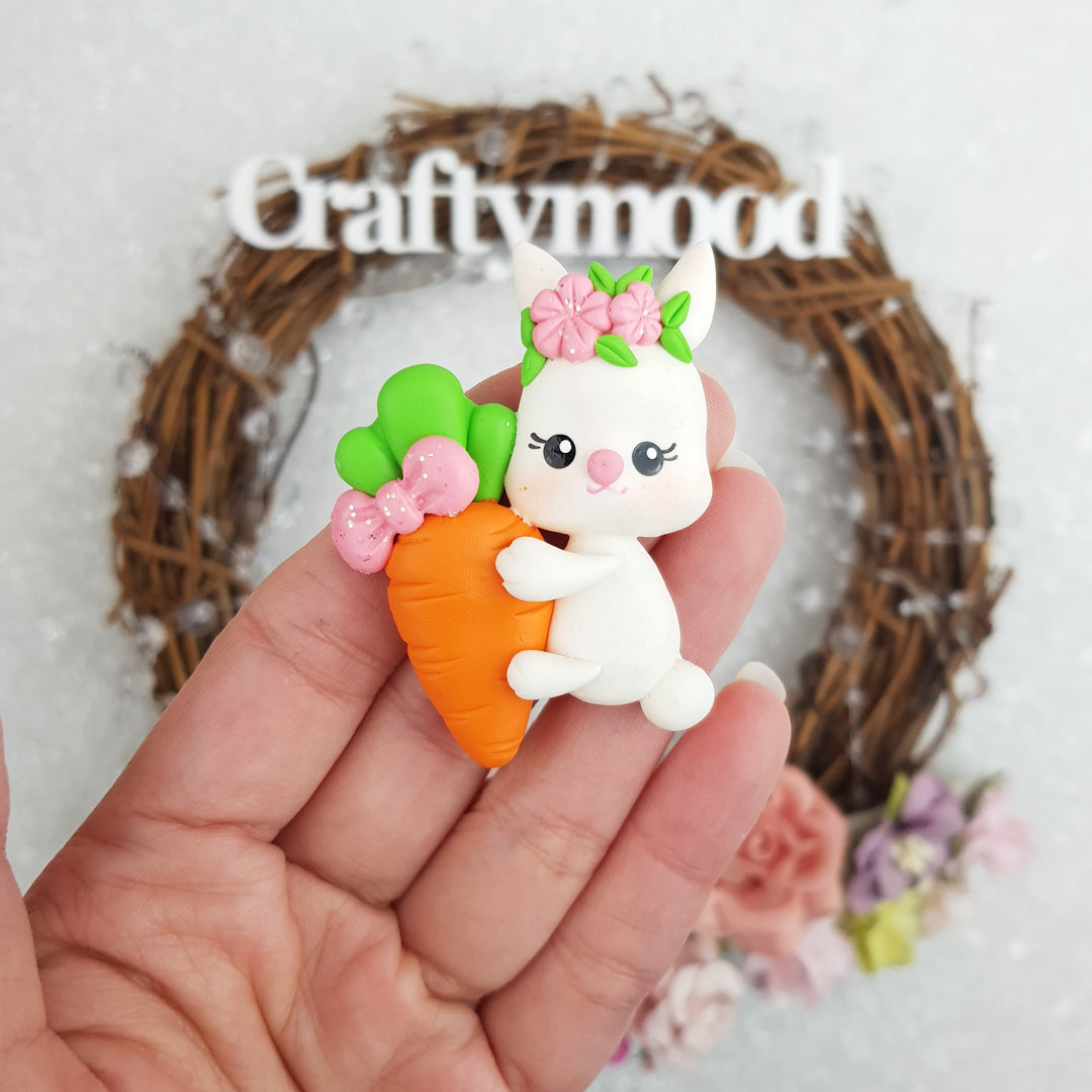 Bunny Carrot - Embellishment Clay Bow Centre