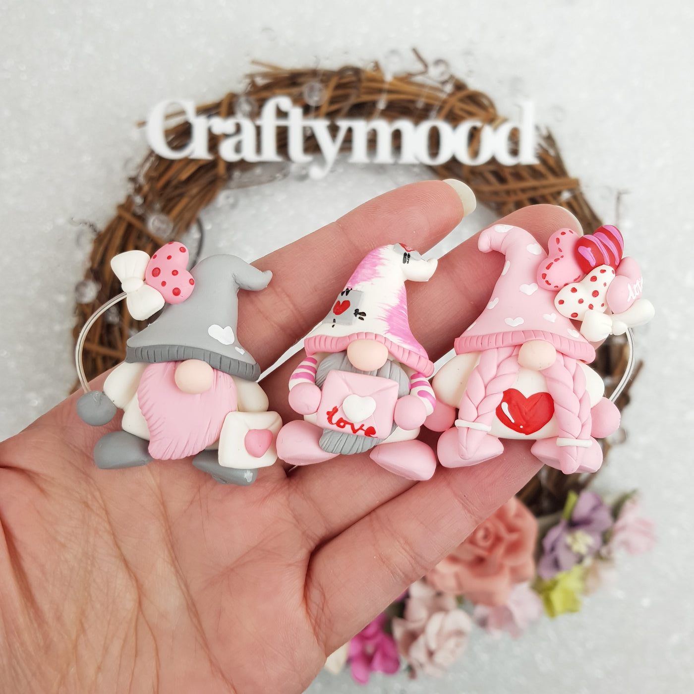 pastel gnome gonk valentine  - Embellishment Clay Bow Centre