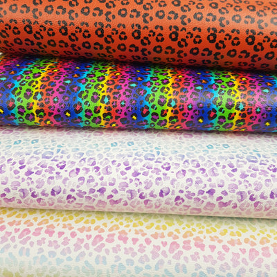 Leopard print cheetah animal print spots  - faux vegan Leather vinyl - canvas - choose Fabric material Sheets