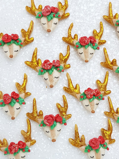 Clay Charm Embellishment - New Sleepy Reindeer Red - Crafty Mood