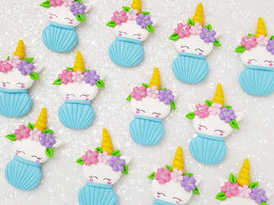 Clay Charm Embellishment - Cupcake Unicorn Delight - Blue - Crafty Mood