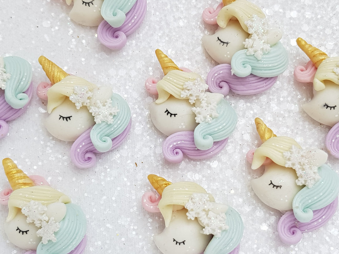 Clay Embellishment - New Sleepy Side Unicorn Head Rainbow - Crafty Mood