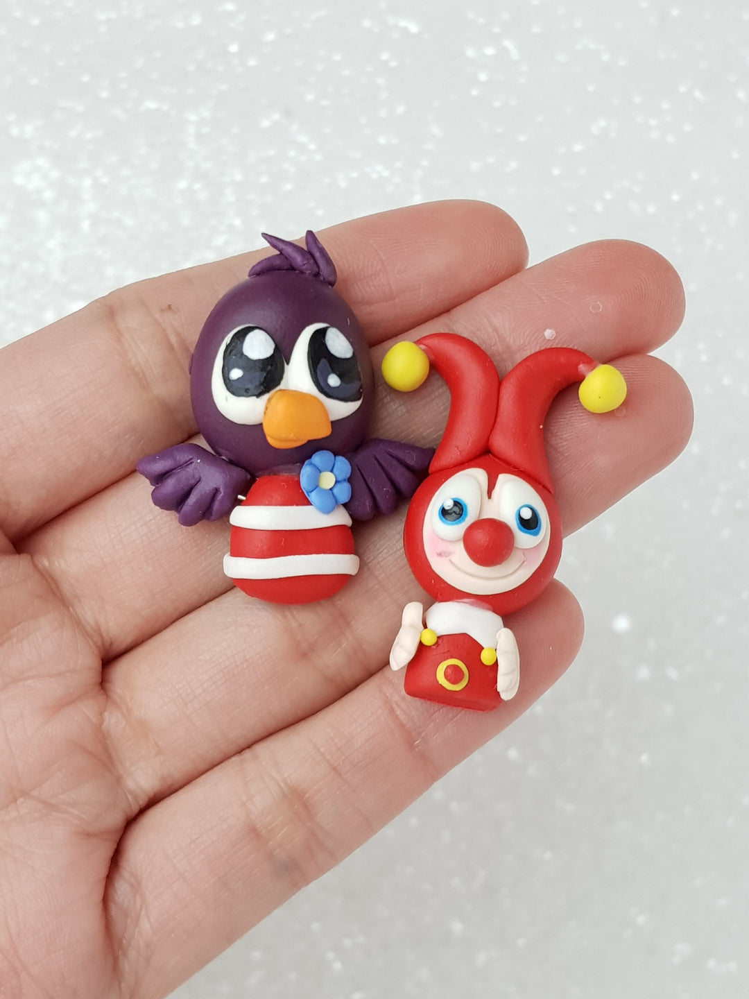 Clay Charm Embellishment - Bird or Clown - Crafty Mood