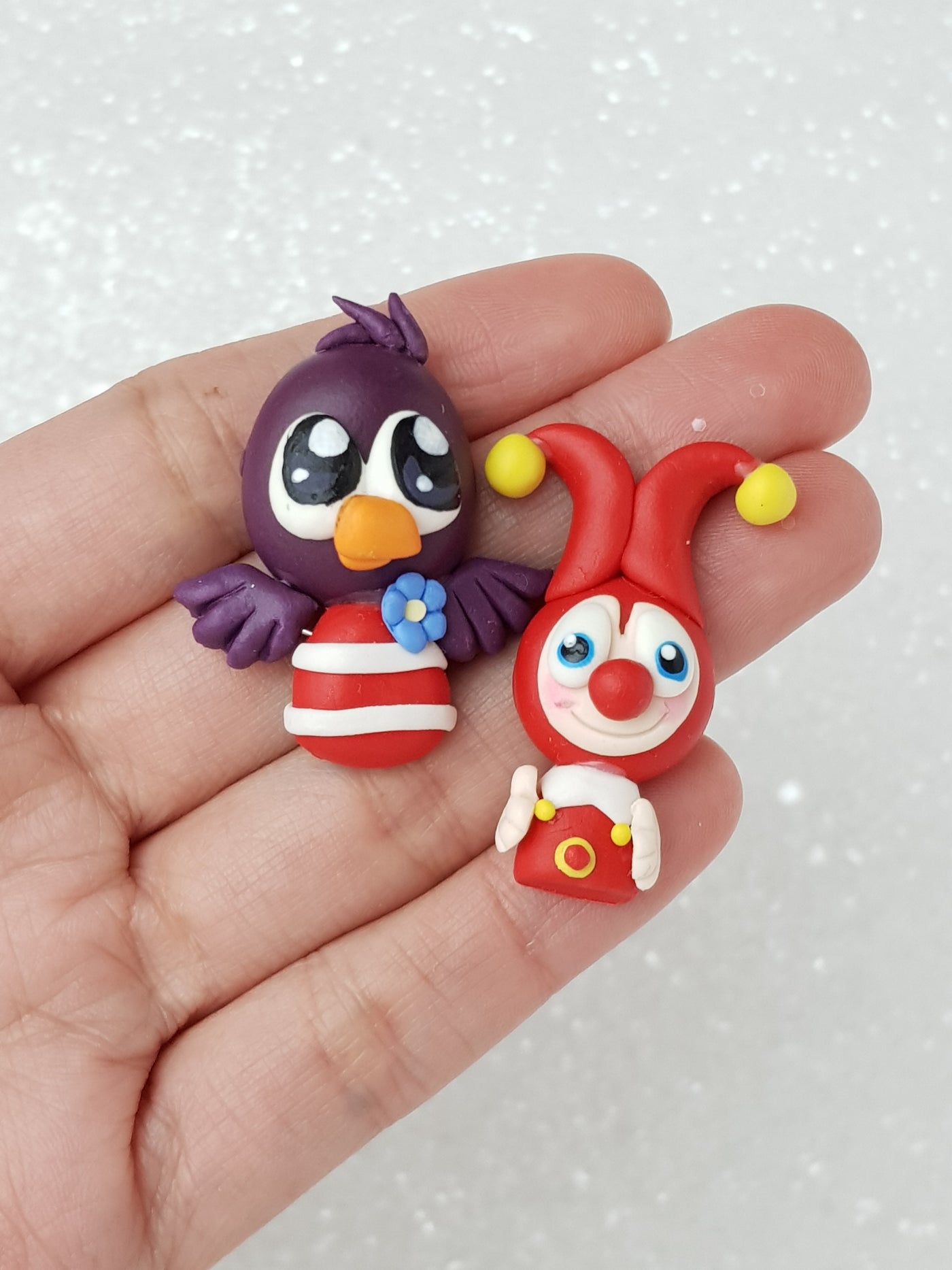 Clay Charm Embellishment - Bird or Clown - Crafty Mood