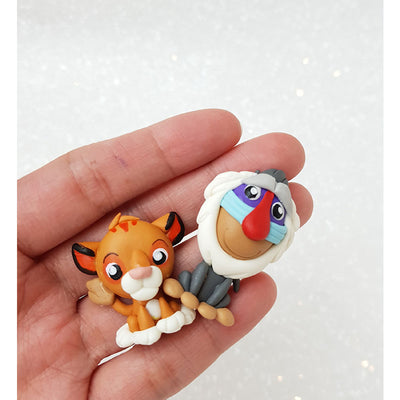 Clay Charm Embellishment - Lion and Monkey - Crafty Mood