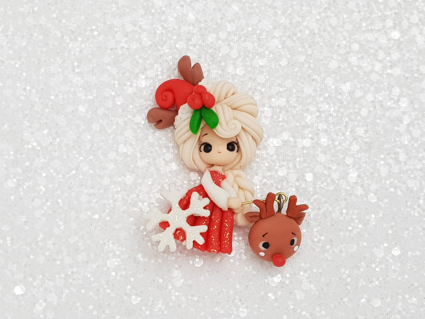 Clay Charm Embellishment - New Christmas Girl and deer head - Crafty Mood
