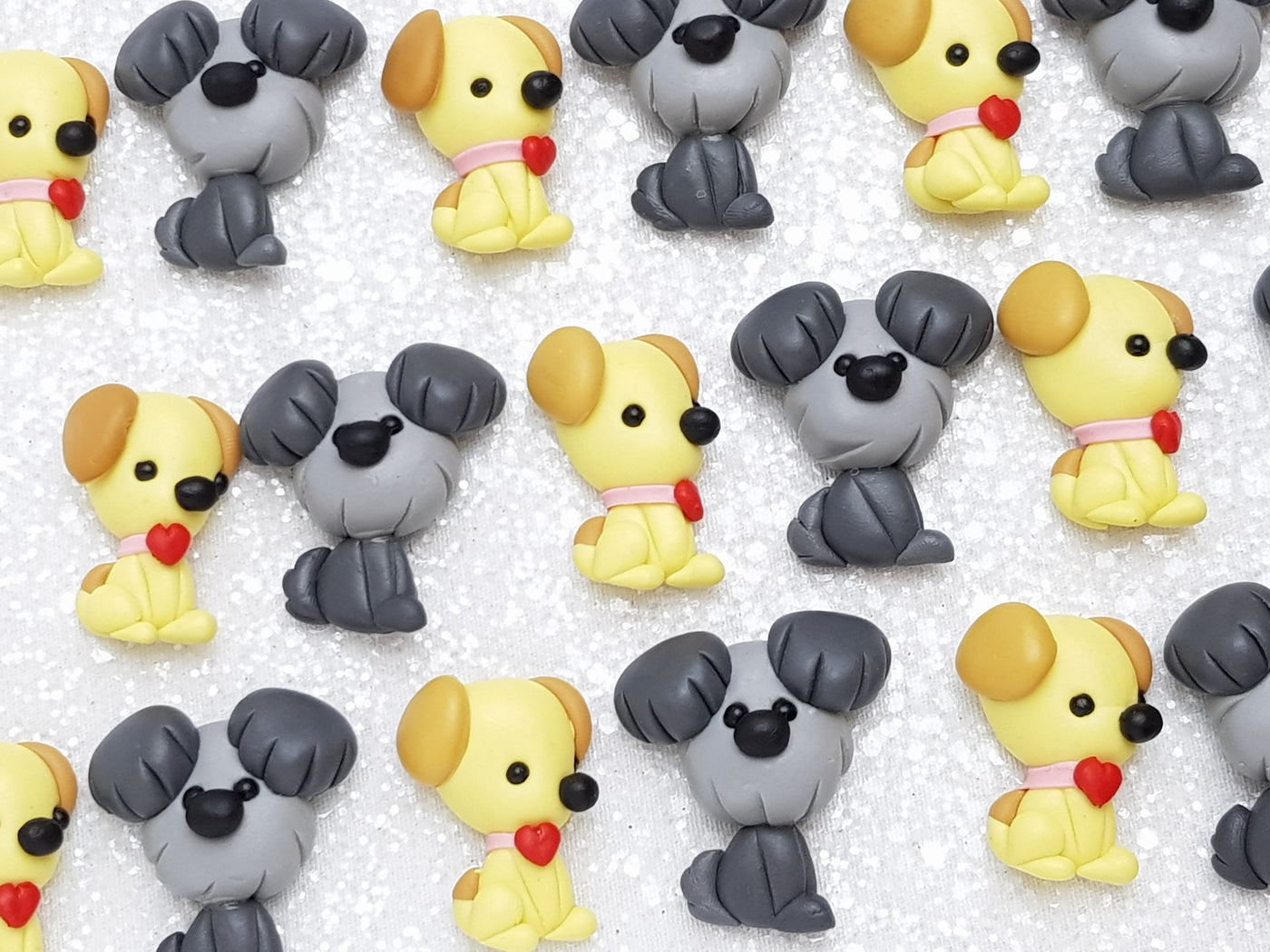 Clay Charm Embellishment - NEW Grey Dog Yellow Dog - Crafty Mood