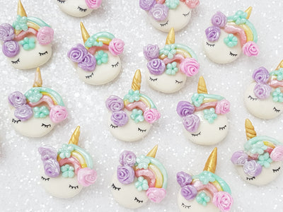 Clay Charm Embellishment - Rainbow Unicorn Head D - Crafty Mood