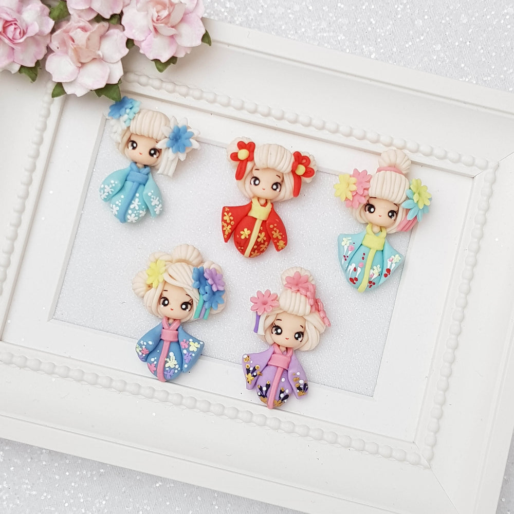 Clay Charm Embellishment - Kimono Girl - Crafty Mood