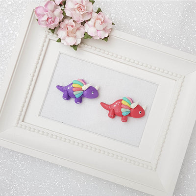 Clay Charm Embellishment - Dino - Purple and Red - Crafty Mood