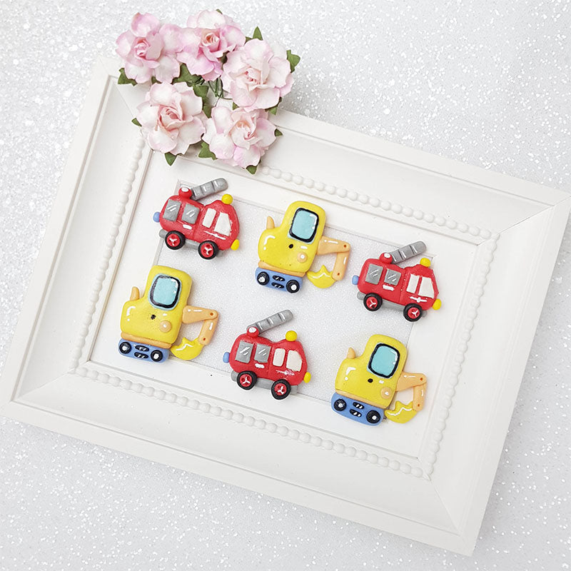 Clay Charm Embellishment - Digger, Fire Truck - Crafty Mood