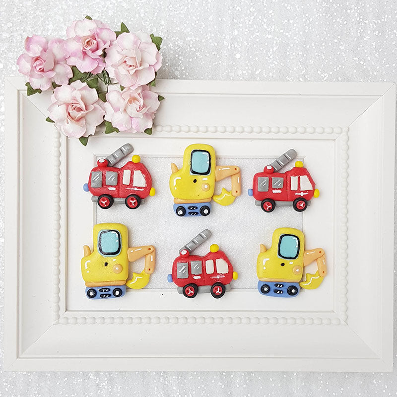 Clay Charm Embellishment - Digger, Fire Truck - Crafty Mood