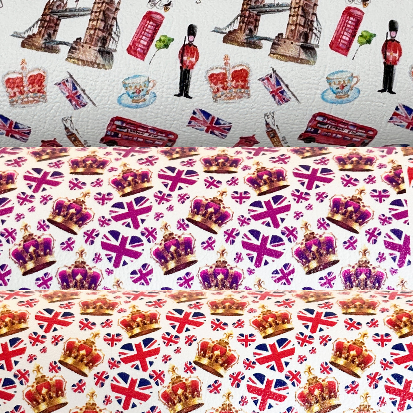 Kings - London union jack - Pu Leatherette vinyl - canvas - choose Fabric material Sheets