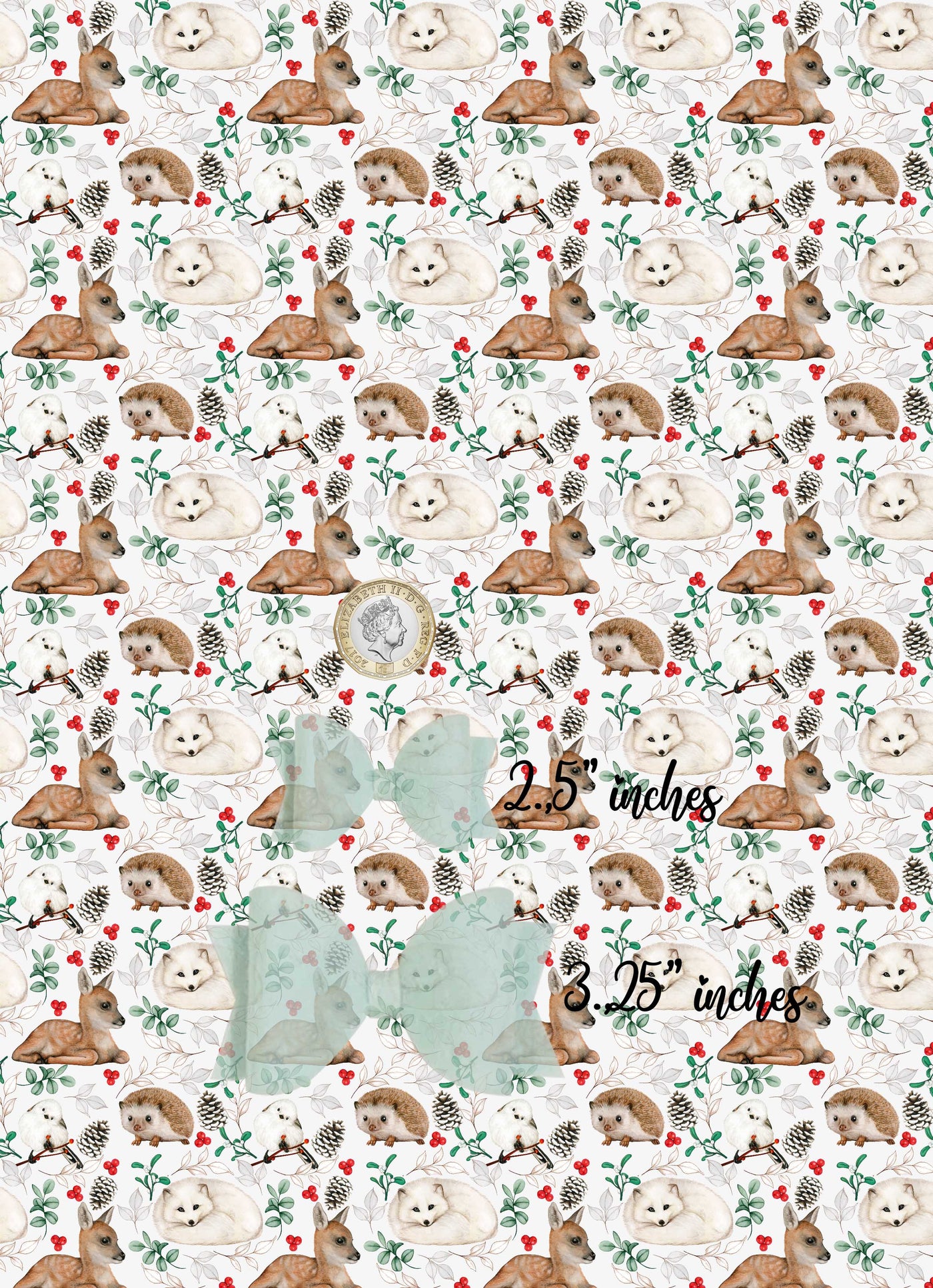 winter Woodland critter - Leatherette vinyl - canvas - choose Fabric material Sheets