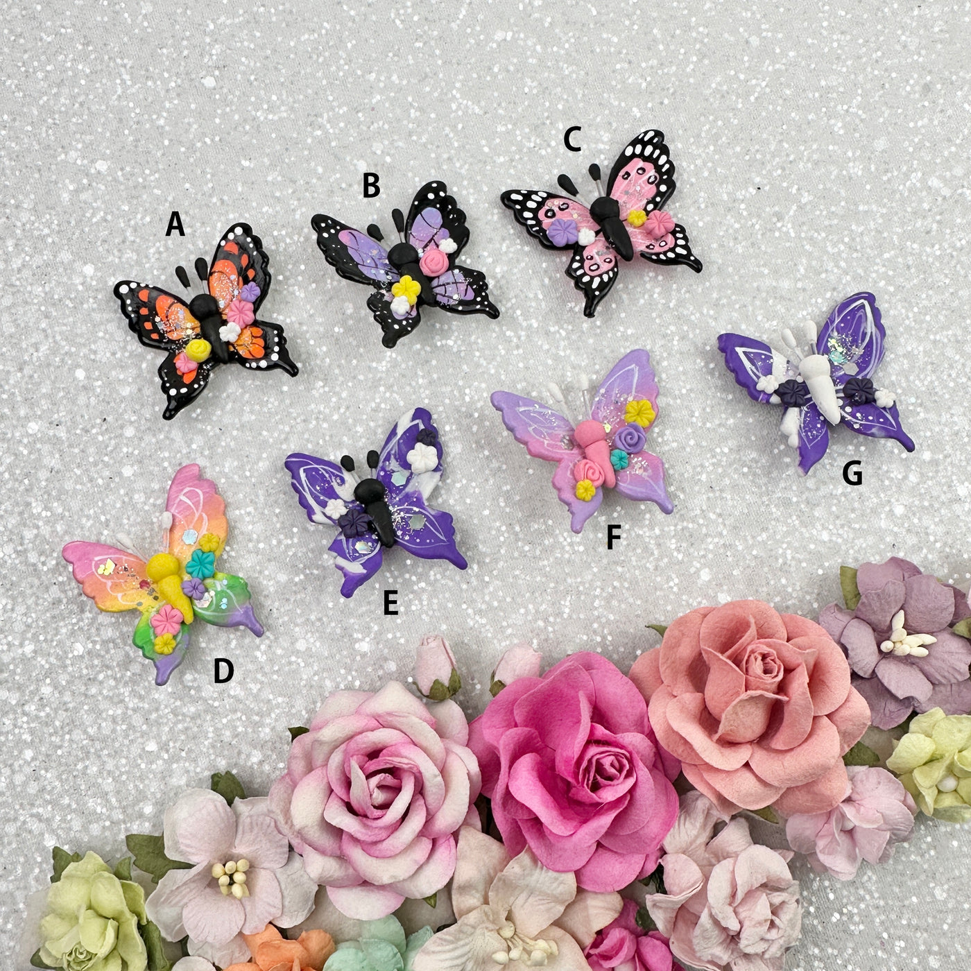 Galaxy butterfly - Embellishment Clay Bow Centre
