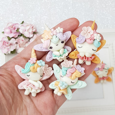 Unicorn fairies - Embellishment Clay Bow Centre - Crafty Mood
