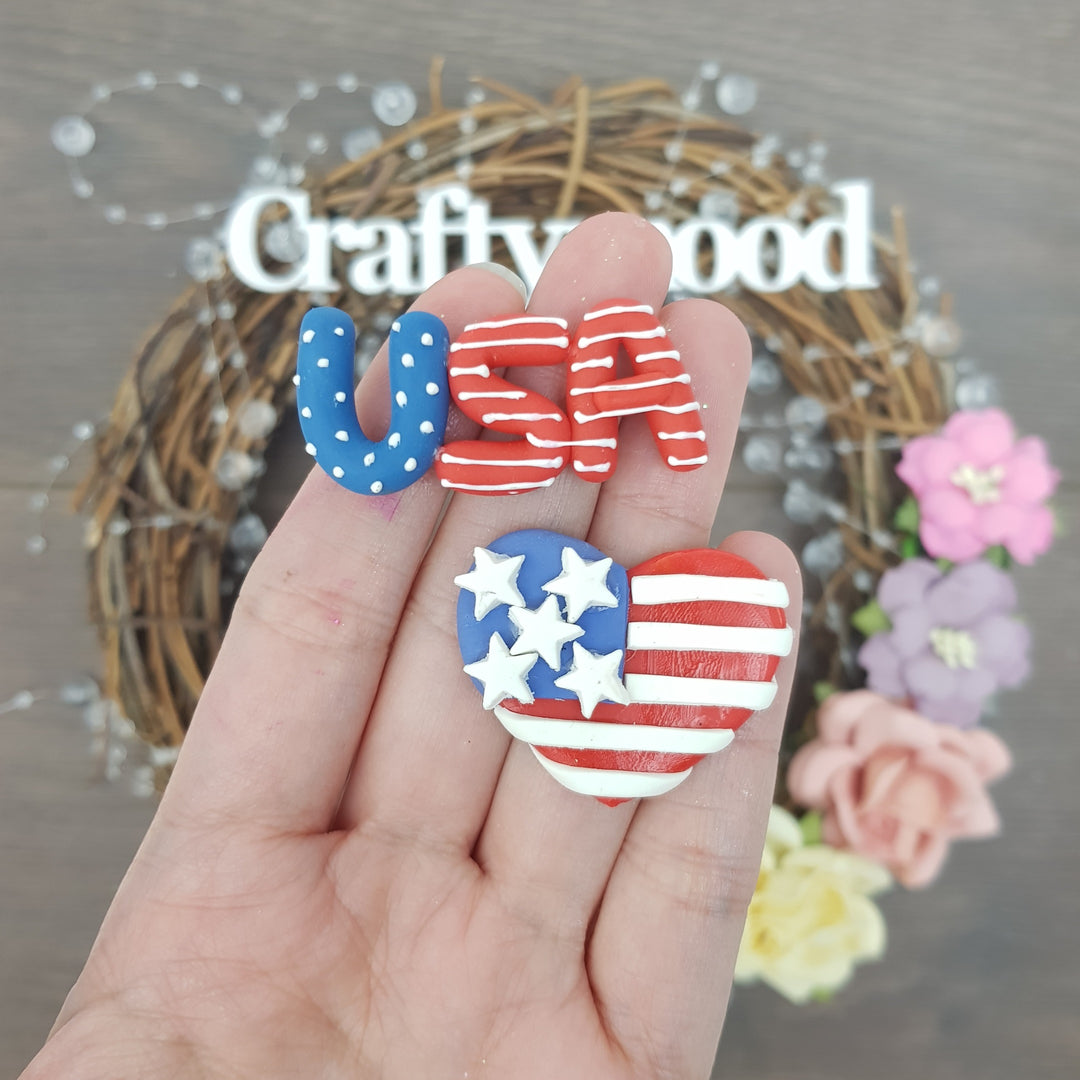 USA love - Embellishment Clay Bow Centre