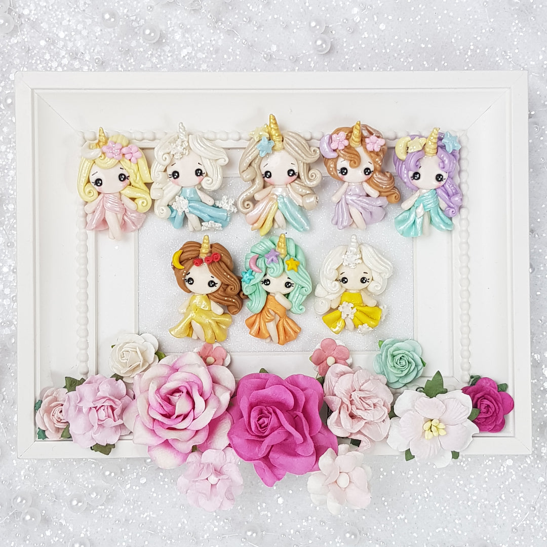 The Unicorn Princess - Handmade Flatback Clay Bow Centre - Crafty Mood