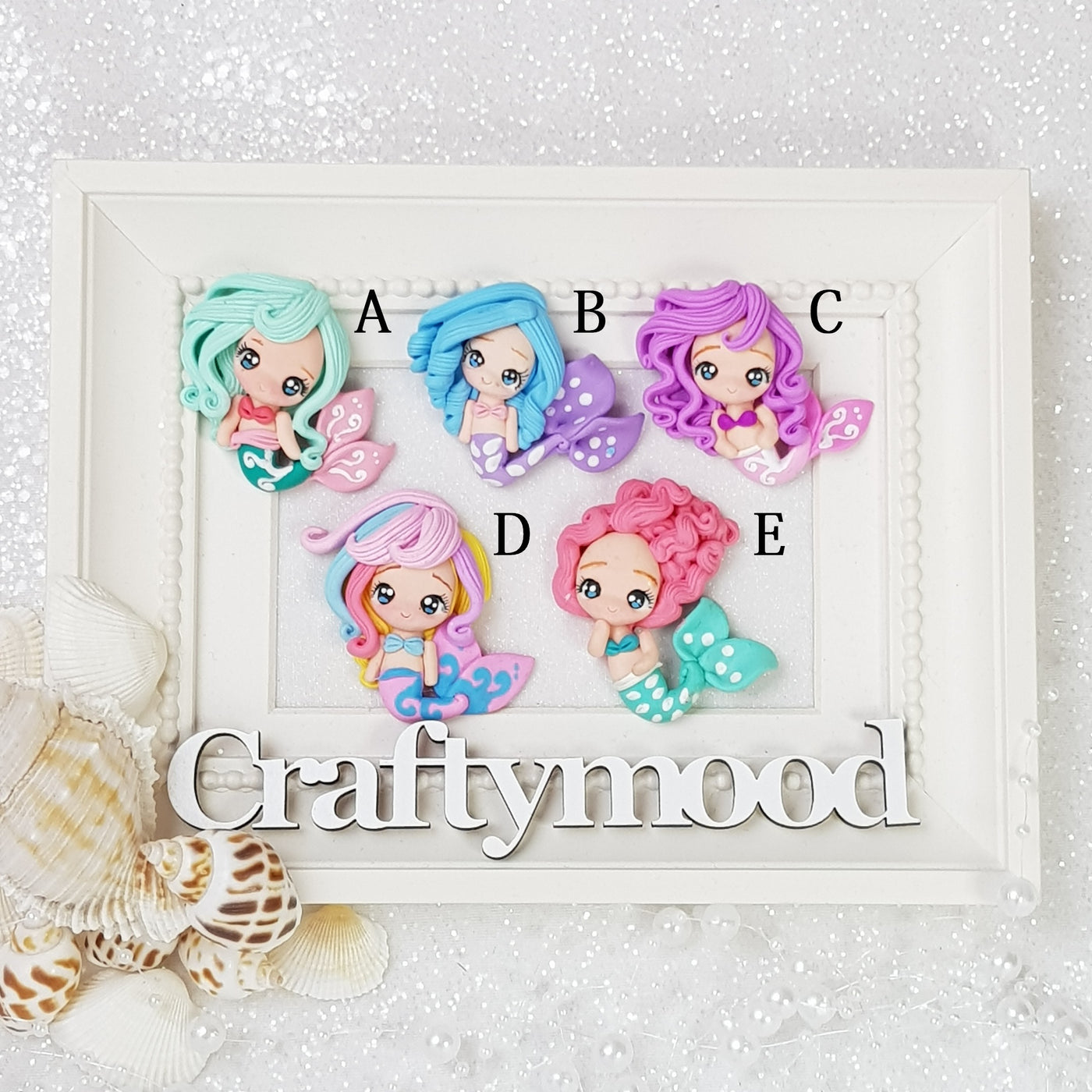 Adorable Eyes Mermaid Girls - Embellishment Clay Bow Centre