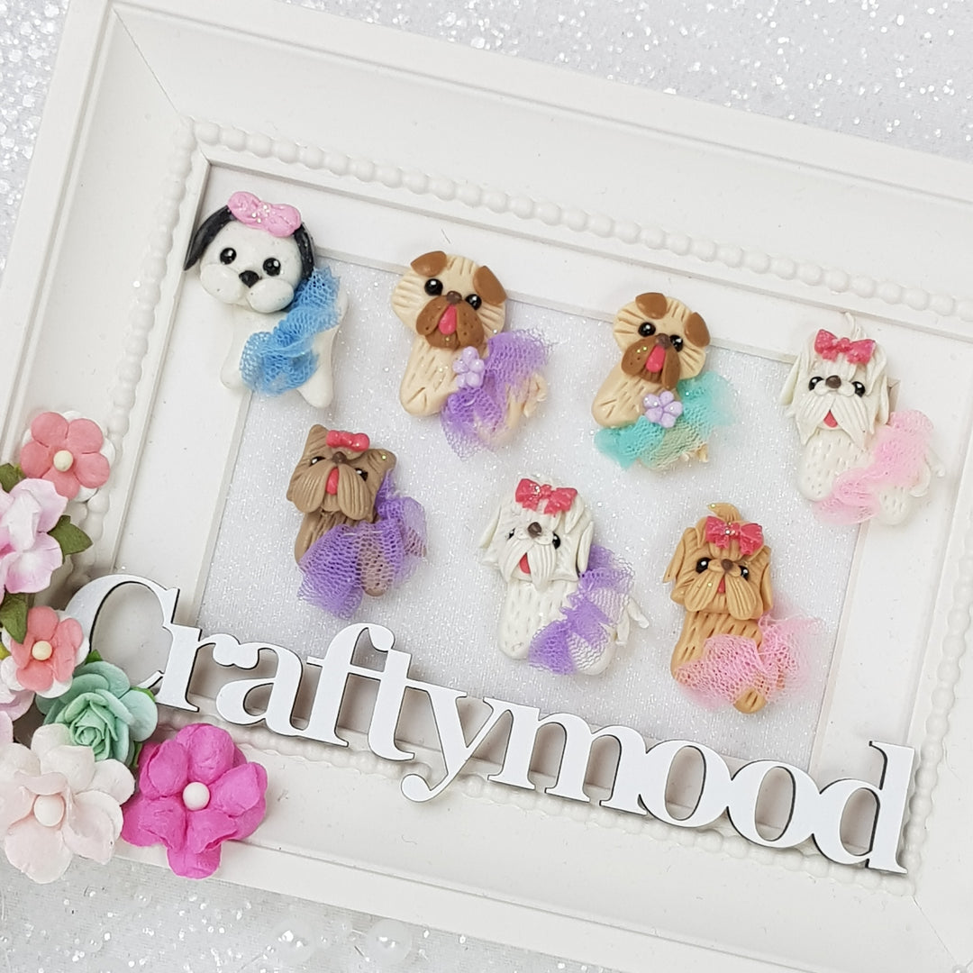 Cute Tutu Dogs - Embellishment Clay Bow Centre