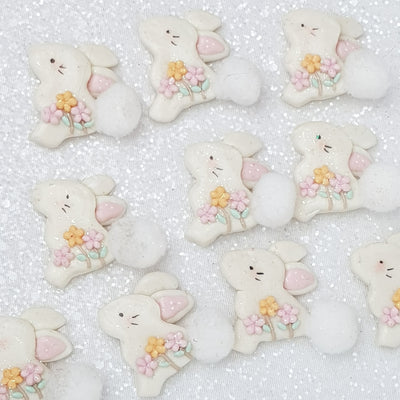 White Cotton Bunny - Embellishment Clay Bow Centre - Crafty Mood