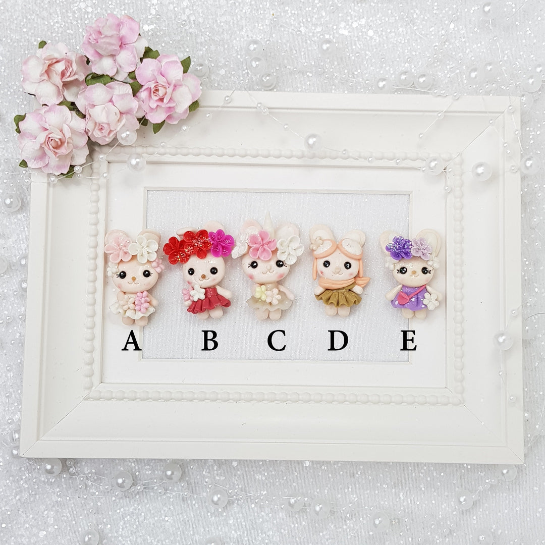 Pretty Flower Bunny - Embellishment Clay Bow Centre - Crafty Mood