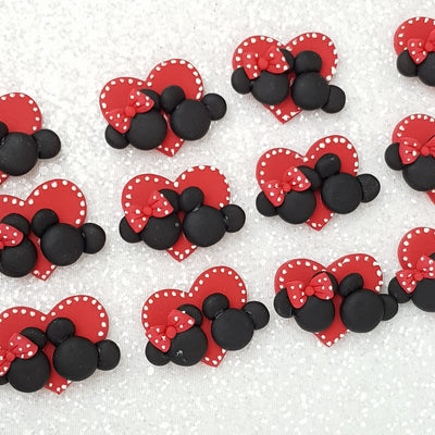 Cute Mouse Heart - Embellishment Clay Bow Centre - Crafty Mood